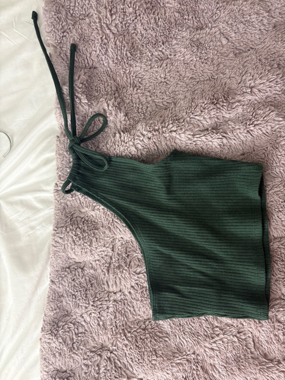 aerie Dark Green Ribbed 1 strap Crop Tank
